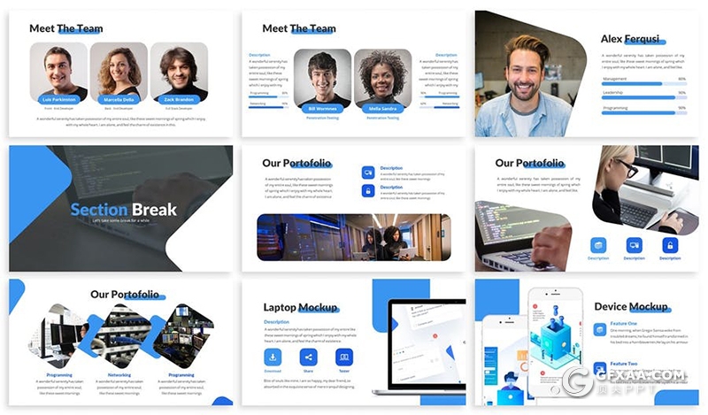 30页项目团队介绍展示技术人才展示PPT模板3种主题配色 - 顶尖PPT