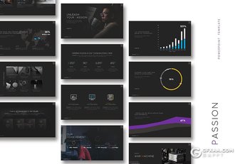 31页黑色团队介绍工作计划工作总结国外商务PPT模板 - 顶尖PPT
