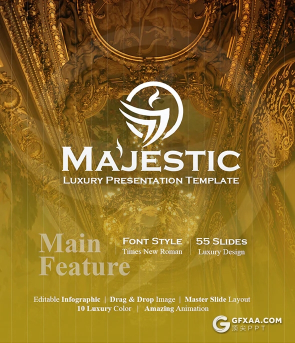 55页优雅豪华酒店介绍奢饰品手表名牌产品宣传介绍电子商务PPT模板11种主题配色 - 顶尖PPT