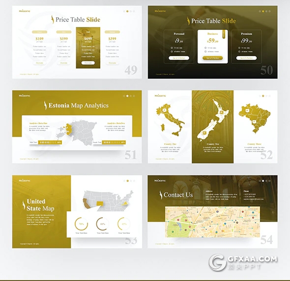 55页优雅豪华酒店介绍奢饰品手表名牌产品宣传介绍电子商务PPT模板11种主题配色 - 顶尖PPT