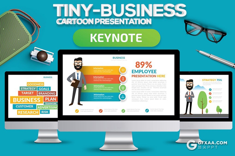 创意卡通人物风格投资商业信息图形概念图keynote模板 - 顶尖PPT