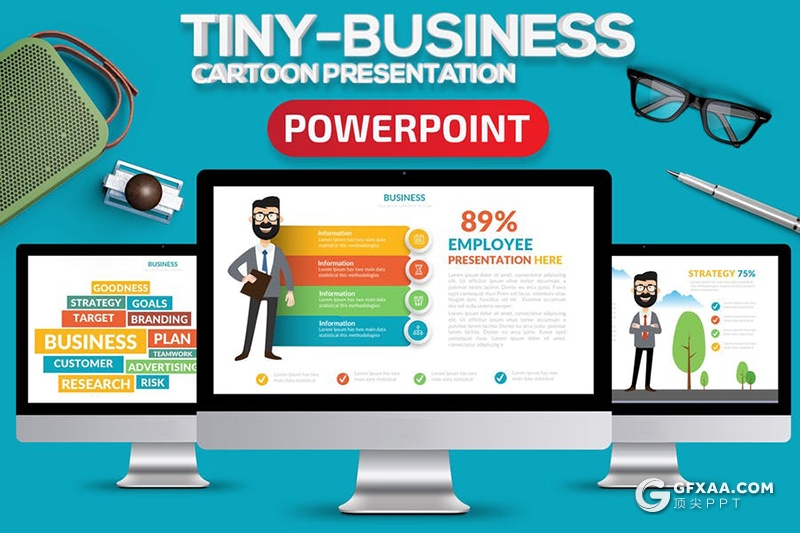 创意卡通人物风格投资商业信息图形概念图PPT模板 - 顶尖PPT