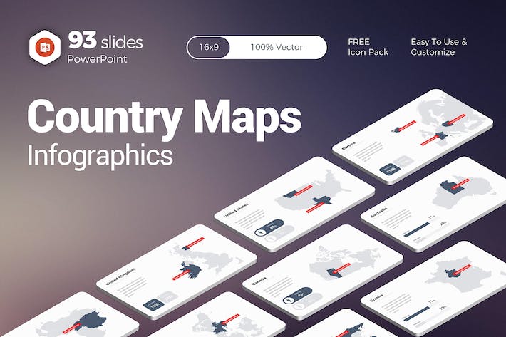 全球各个国家/地区地图图形PPT模板 - 顶尖PPT