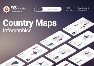 全球各个国家/地区地图图形PPT模板 - 顶尖PPT