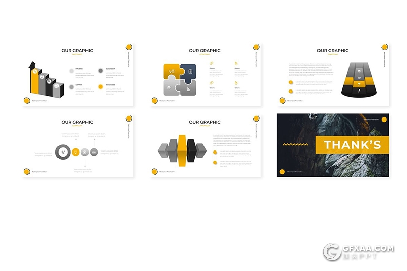 30页创意三角形图片展示组合设计摄影图片展工作汇报PPT模板5种主题配色 - 顶尖PPT