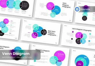 蓝紫色文氏图维恩图形keynote模板 - 顶尖PPT