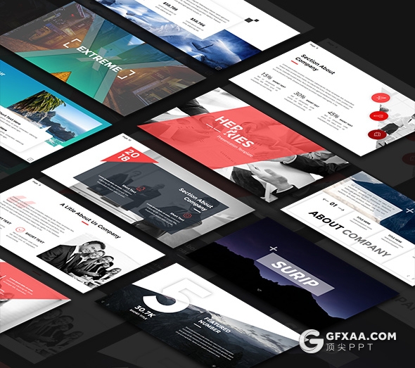 112页国外扁平化户外风景摄影图片展示商务工作汇报总结通用PPT模板 - 顶尖PPT