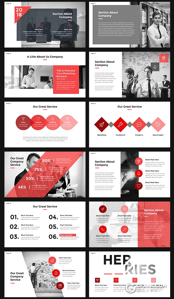 122页国外扁平化企业团队宣传介绍工作计划总结信息图形设计多用途PPT模板 - 顶尖PPT