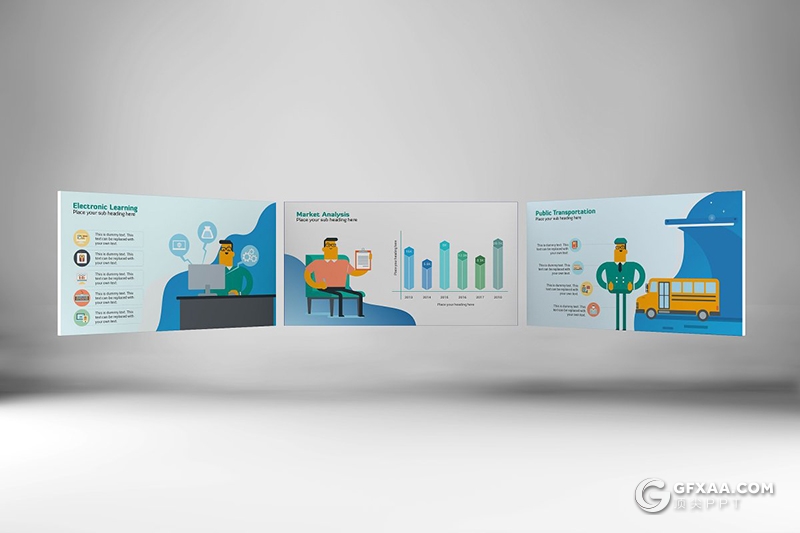 67页不同行业工作环境人物化身卡通人物插画PPT模板 - 顶尖PPT