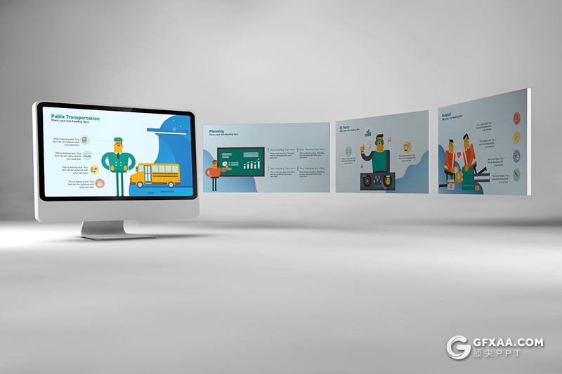 67页不同行业工作环境人物化身卡通人物插画PPT模板 - 顶尖PPT