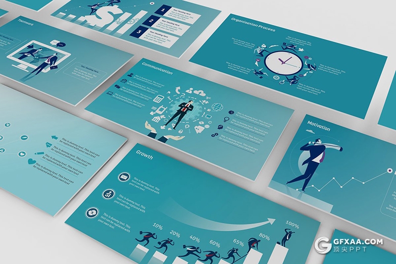 71页卡通插画风格企业战略概念图企业介绍团队合作数据分析PPT插画模板 - 顶尖PPT