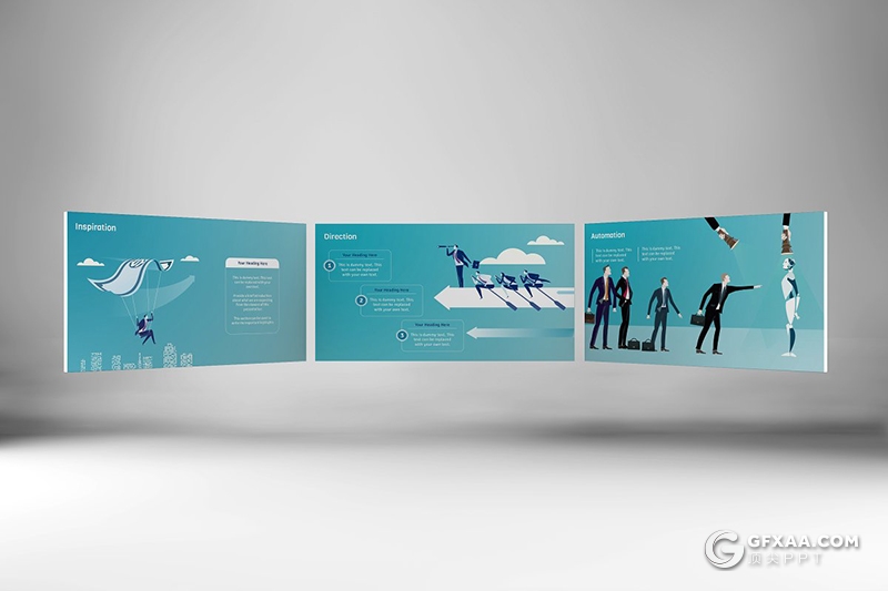 71页卡通插画风格企业战略概念图企业介绍团队合作数据分析PPT插画模板 - 顶尖PPT