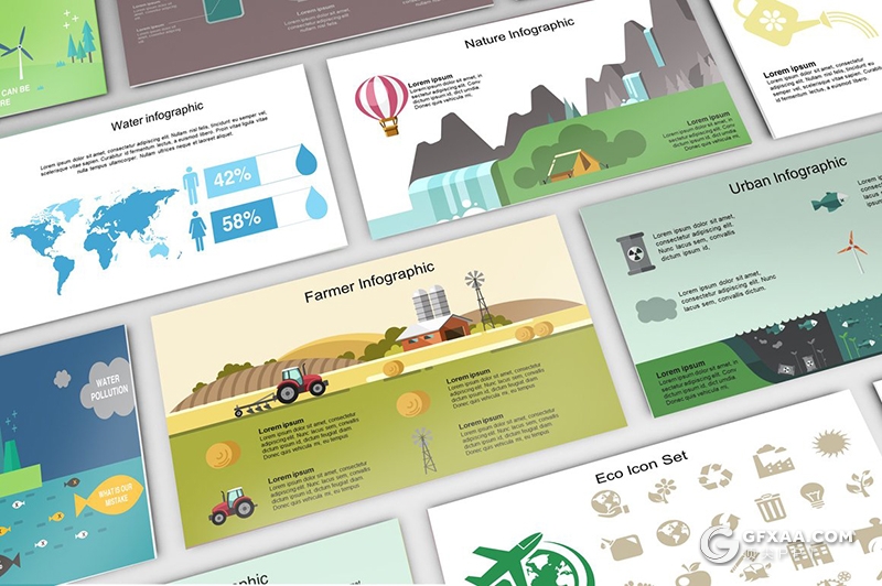 64页生态环境保护绿化节能环保大自然宣传介绍PPT插画模板 - 顶尖PPT