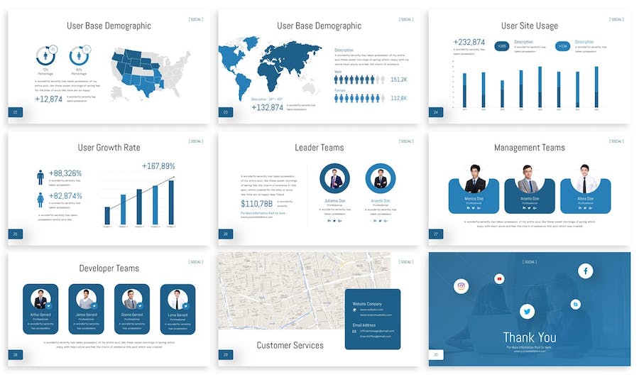 社交媒体数据分析统计keynote模板 - 顶尖PPT