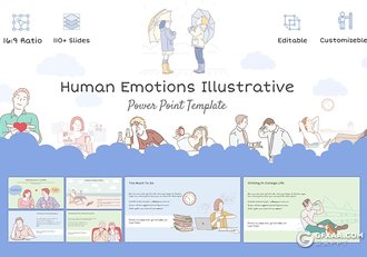 114页创意插画人物交流商务演讲日常生活卡通人物插画PPT模板 - 顶尖PPT