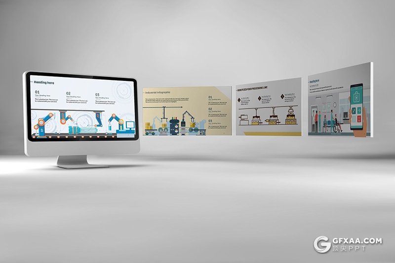 39页卡通插画工业自动化流程演示PPT模板 - 顶尖PPT