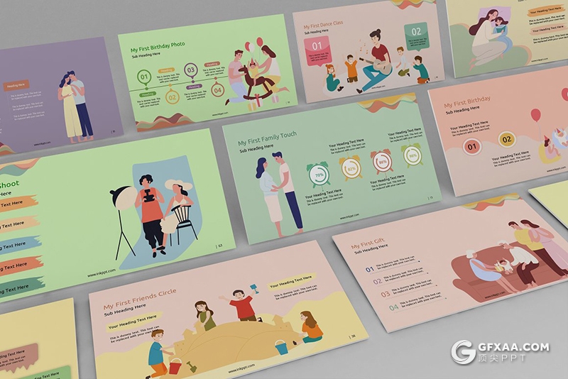 71页扁平化卡通人物日常生活学校活动比赛插画PPT模板 - 顶尖PPT