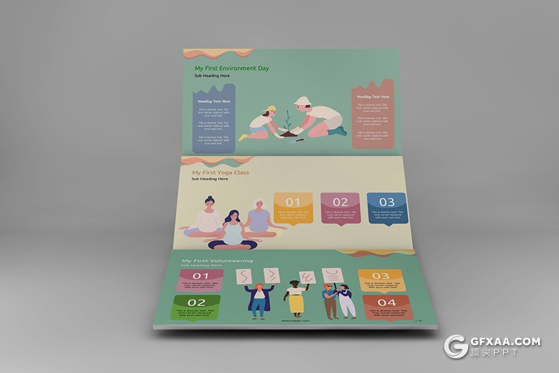 71页扁平化卡通人物日常生活学校活动比赛插画PPT模板 - 顶尖PPT