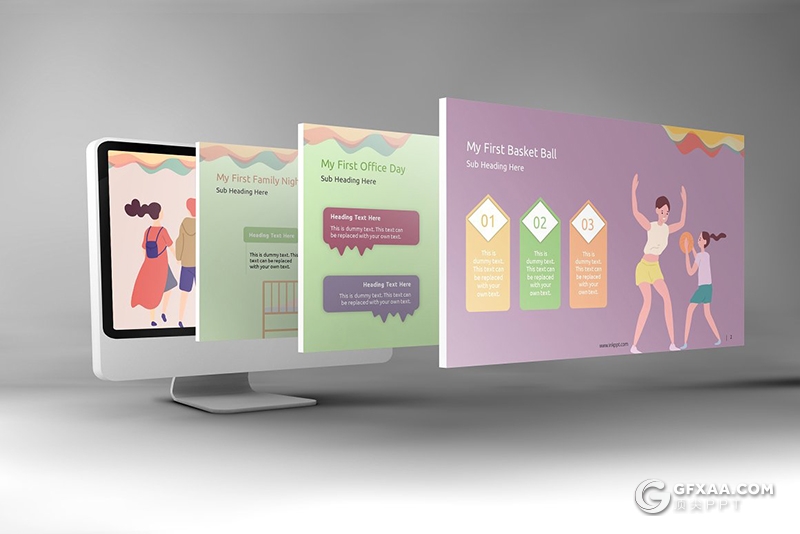 71页扁平化卡通人物日常生活学校活动比赛插画PPT模板 - 顶尖PPT