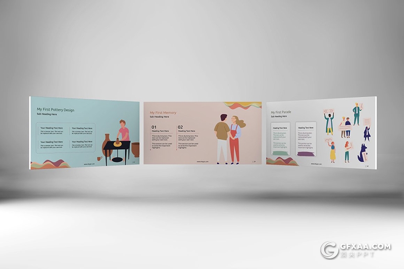 71页扁平化卡通人物日常生活学校活动比赛插画PPT模板 - 顶尖PPT