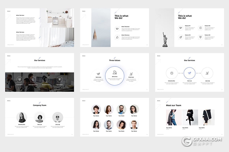 90页极简商务风工作汇报数据信息图形设计PPT模板含双重曝光配图 - 顶尖PPT