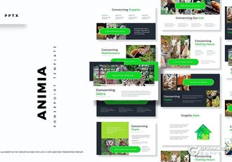 30页扁平化创意动物宣传介绍展示PPT模板5种主题配色 - 顶尖PPT