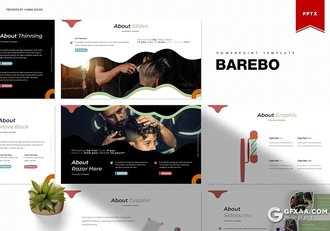 30页创意图形版式设计理发店宣传介绍数据分析PPT模板 - 顶尖PPT