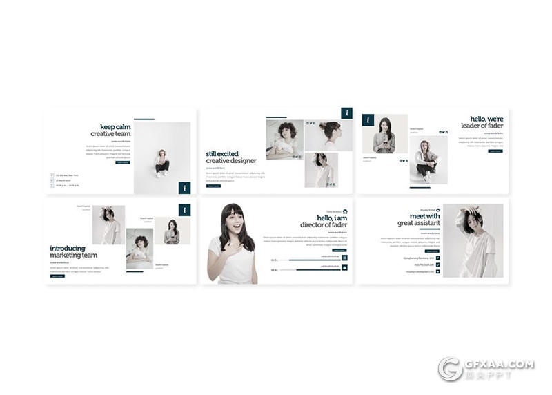 30页5种主题配色国外极简文艺风格PPT模板 - 顶尖PPT