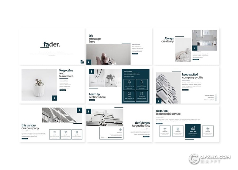 30页5种主题配色国外极简文艺风格PPT模板 - 顶尖PPT