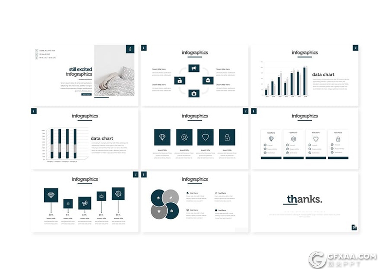 30页5种主题配色国外极简文艺风格PPT模板 - 顶尖PPT