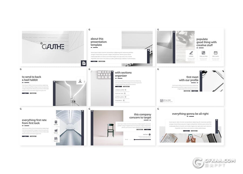 30页极简文艺国外商务多用途PPT模板5种主题配色 - 顶尖PPT