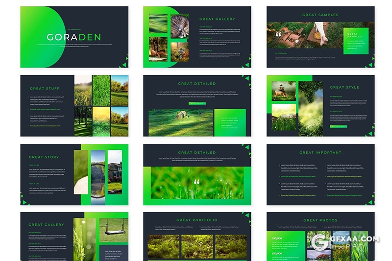 30页简约清新大自然植物介绍宣传PPT模板5种主题配色 - 顶尖PPT