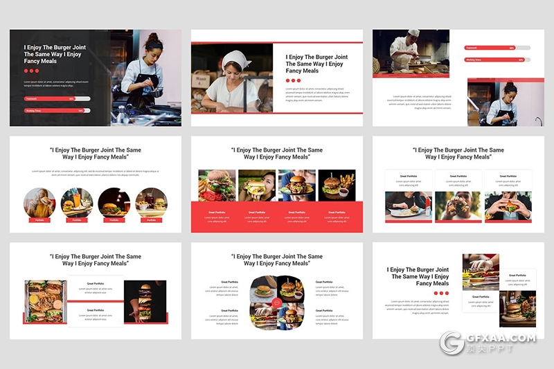 36页西式食品餐厅汉堡小吃快餐行业通用PPT模板 - 顶尖PPT