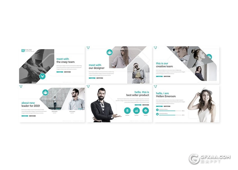 30页扁平化极简时尚风格商务工作汇报ppt模板5种主题配色 - 顶尖PPT