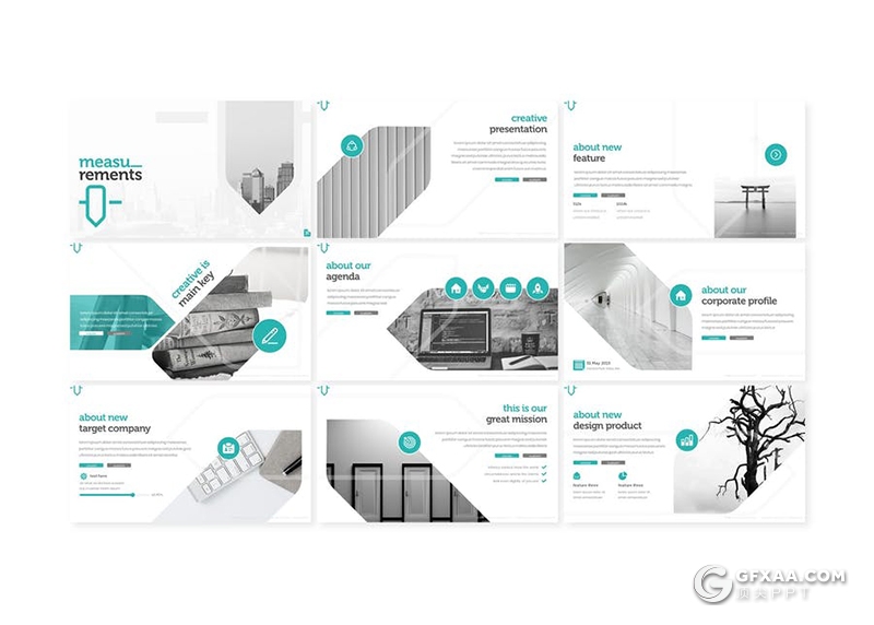 30页扁平化极简时尚风格商务工作汇报ppt模板5种主题配色 - 顶尖PPT