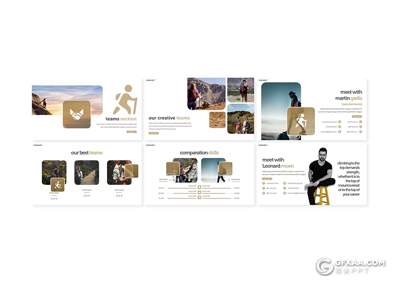 30页极简风格户外运动探险介绍PPT模板5种主题配色 - 顶尖PPT