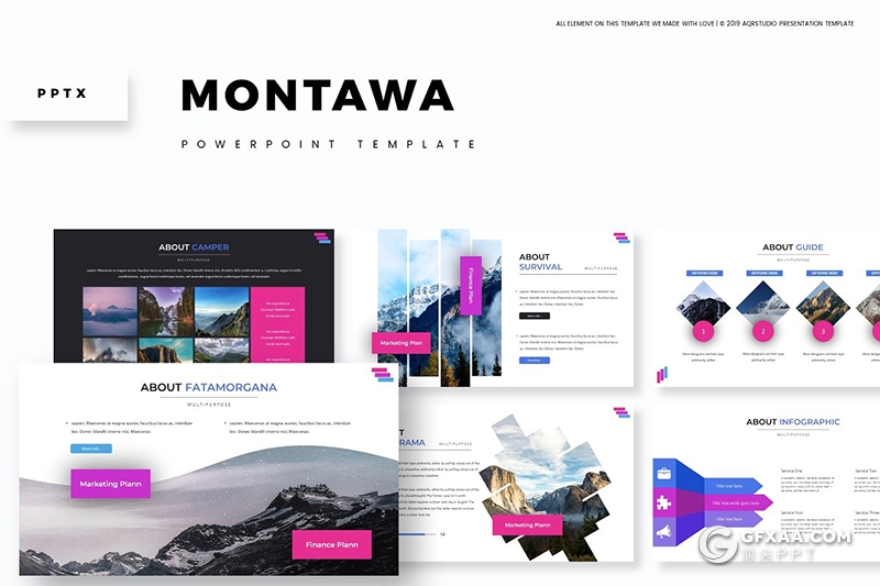 30页创意图形设计国外商务通用PPT模板 5种主题配色 - 顶尖PPT