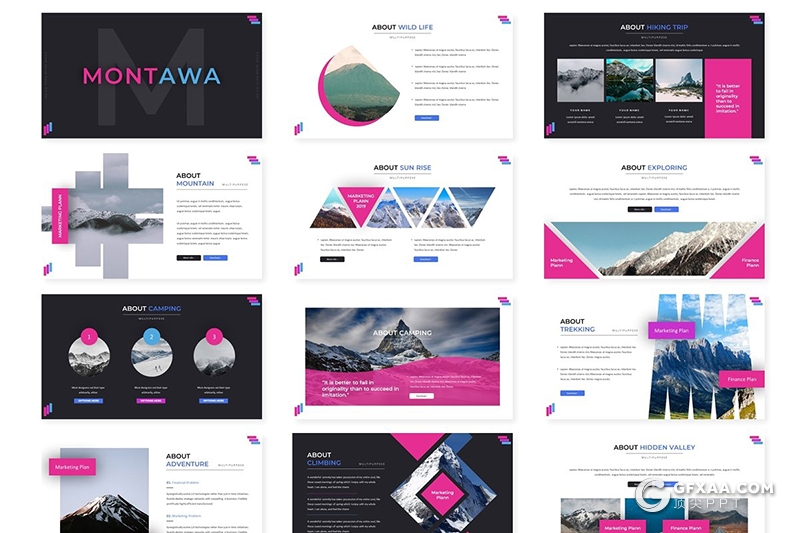 30页创意图形设计国外商务通用PPT模板 5种主题配色 - 顶尖PPT