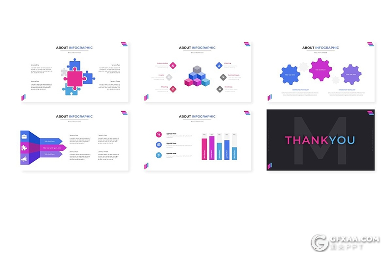 30页创意图形设计国外商务通用PPT模板 5种主题配色 - 顶尖PPT