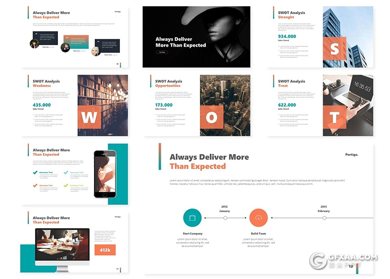 30页彩色图形设计工作计划总结信息分析汇报PPT模板5种主题配色 - 顶尖PPT