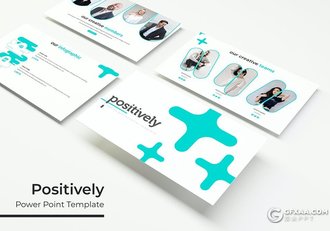 30页扁平化国外创意十字图形商务多用途PPT模板5种主题配色 - 顶尖PPT