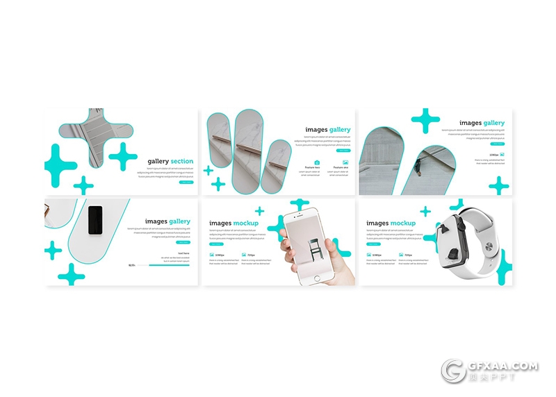 30页扁平化国外创意十字图形商务多用途PPT模板5种主题配色 - 顶尖PPT