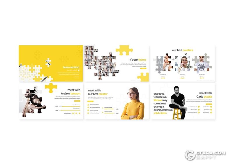 30页积木拼合效果创意国外多用途PPT模板5种主题配色 - 顶尖PPT