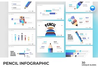 创意铅笔信息图形keynote模板 - 顶尖PPT
