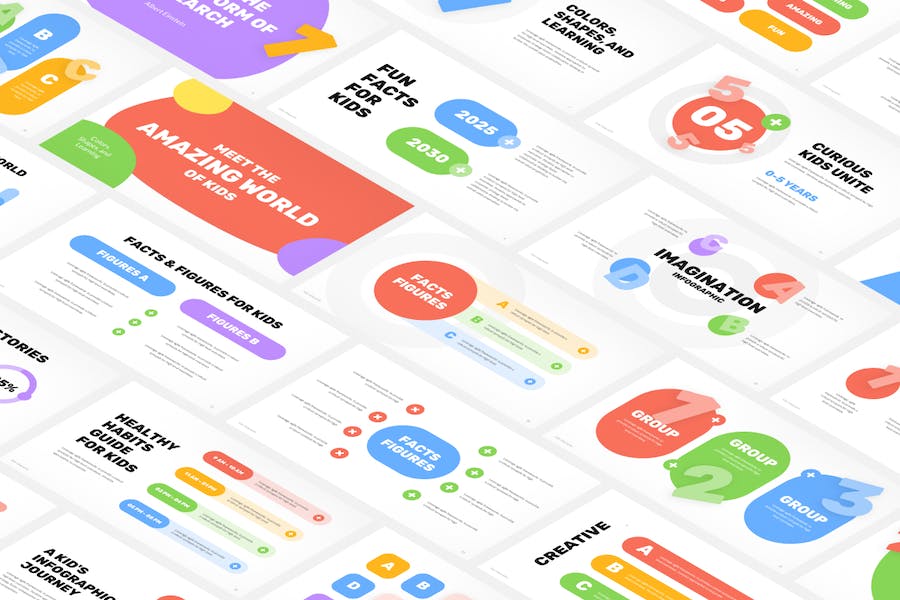 儿童信息图表教学设计PPT模板 - 顶尖PPT