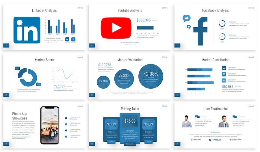 社交媒体数据分析统计keynote模板 - 顶尖PPT