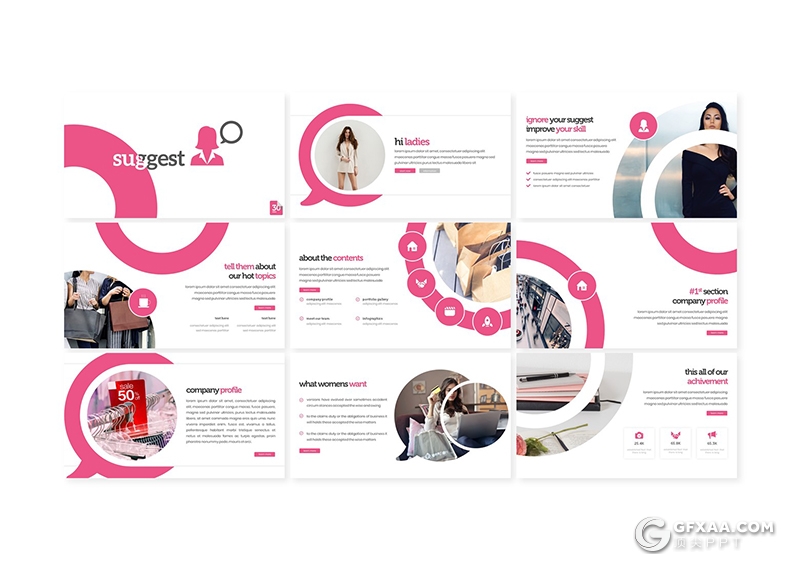 30页创意圆环设计商务团队人员介绍PPT模板5种主题配色 - 顶尖PPT