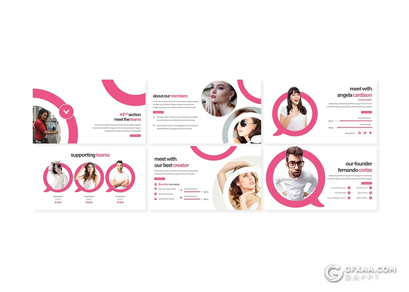 30页创意圆环设计商务团队人员介绍PPT模板5种主题配色 - 顶尖PPT