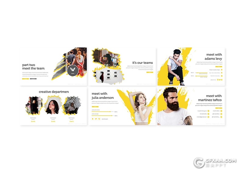 30页水墨笔刷效果图片展示艺术风格PPT模板5种主题配色 - 顶尖PPT