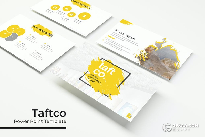 30页水墨笔刷效果图片展示艺术风格PPT模板5种主题配色 - 顶尖PPT